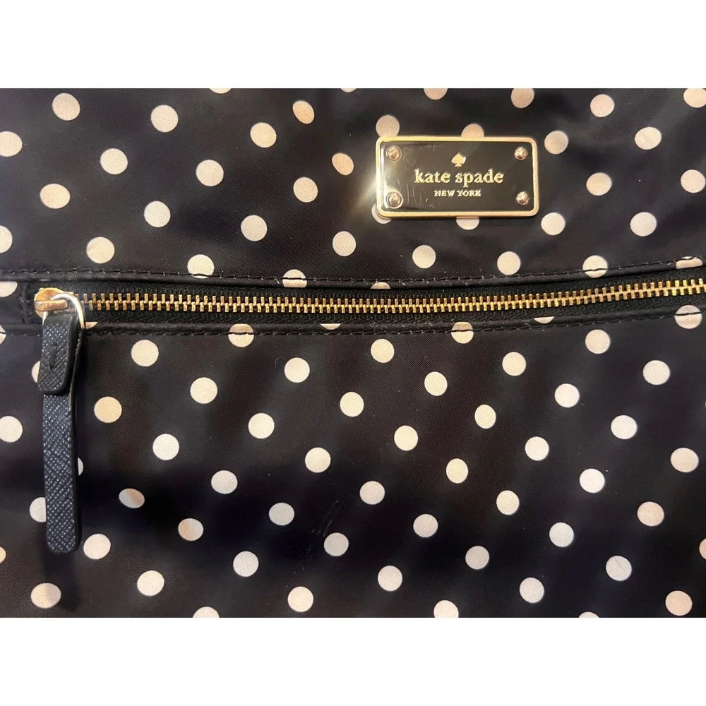 Kate Spade New York Polka Dot Nylon‎ Crossbody Bag Black White Gold Hardware